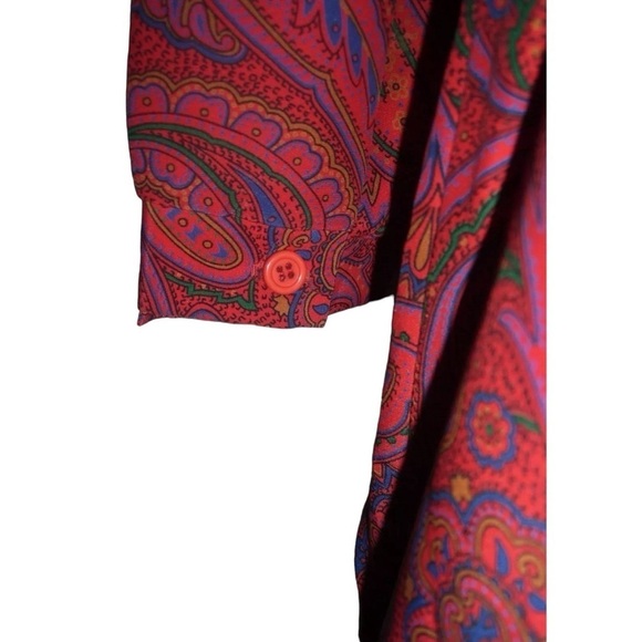 Kenny Classics Dress Vintage 50s Red Paisley Shirt Belt Retro Boho Pinup Plus - Picture 10 of 13